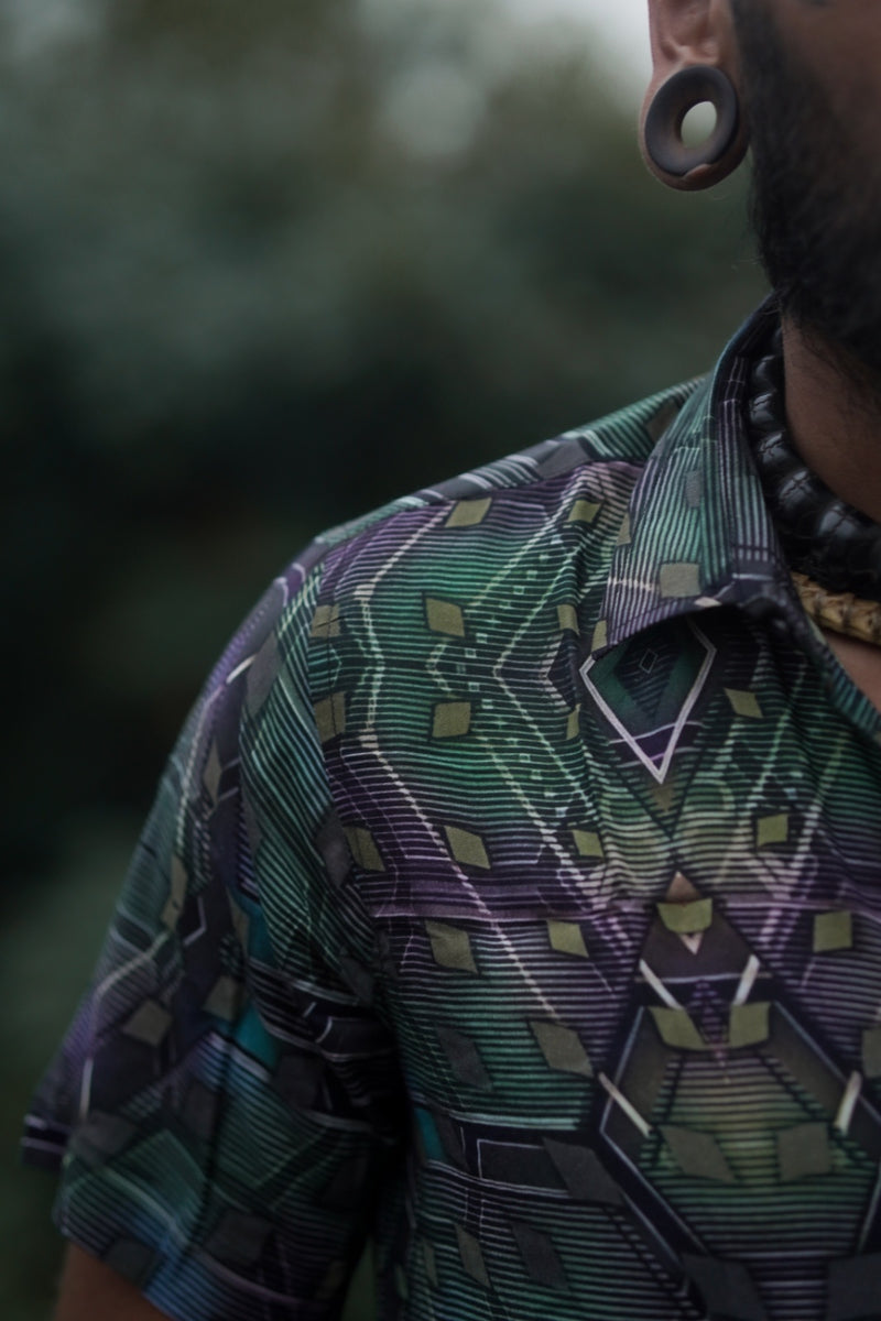 Mystic Fractal– Bamboo Lightweight Summer Wear Trippy Psychedelic Print Shirt