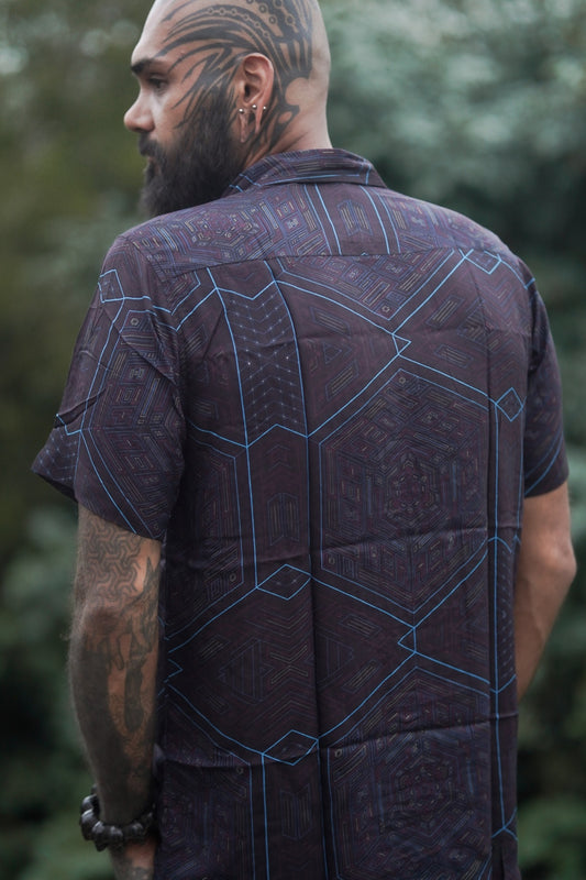 Helios – Bamboo Lightweight Summer Wear Futuristic Cyber Print Shirt