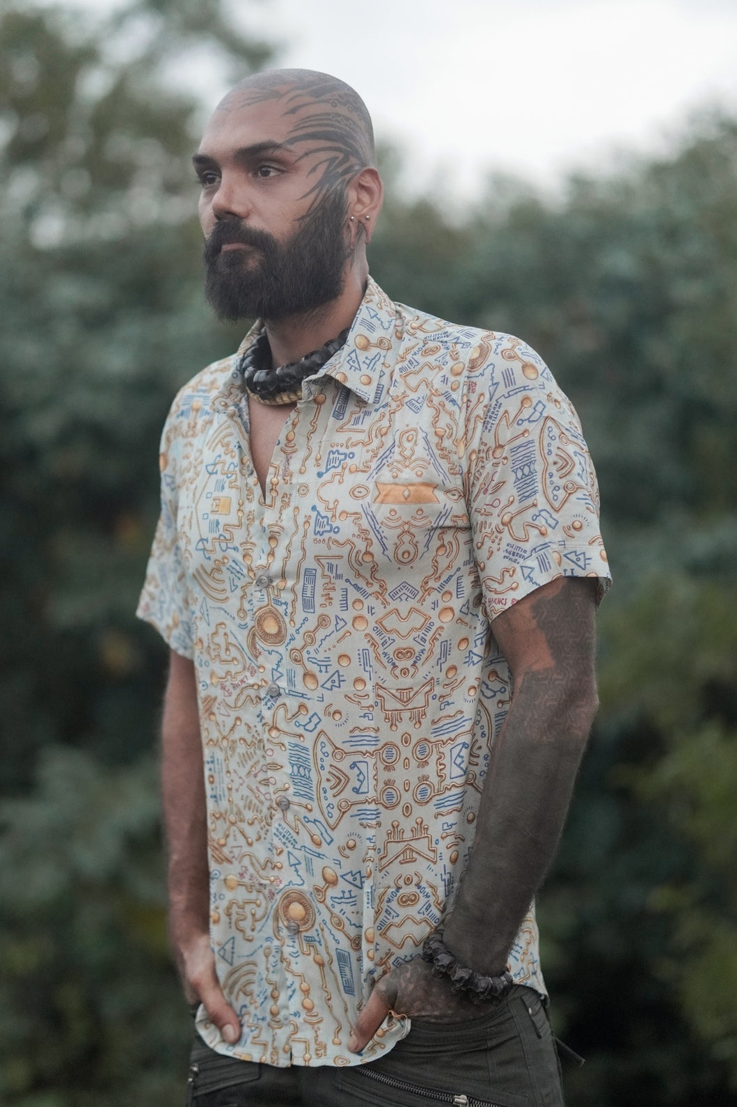 Quantumplation – Bamboo Lightweight Summer Wear Trippy Psychedelic Print Shirt