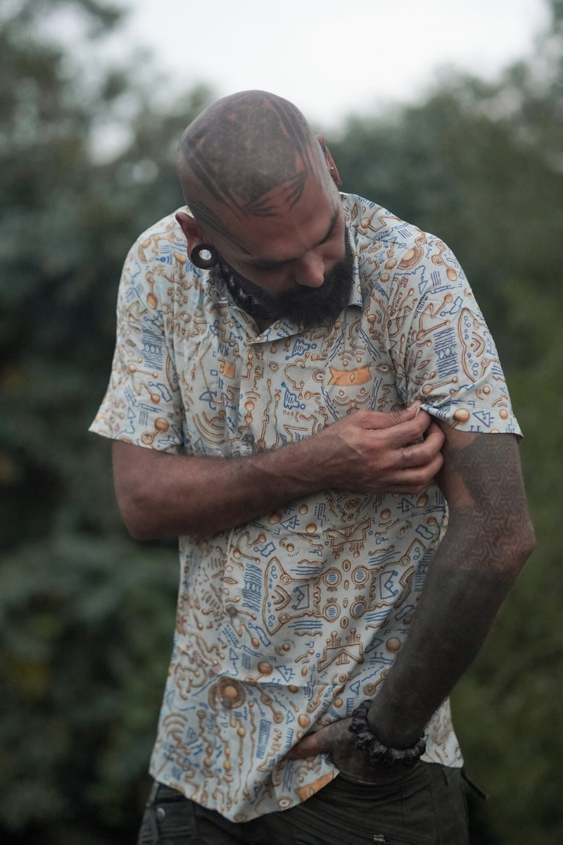 Quantumplation – Bamboo Lightweight Summer Wear Trippy Psychedelic Print Shirt