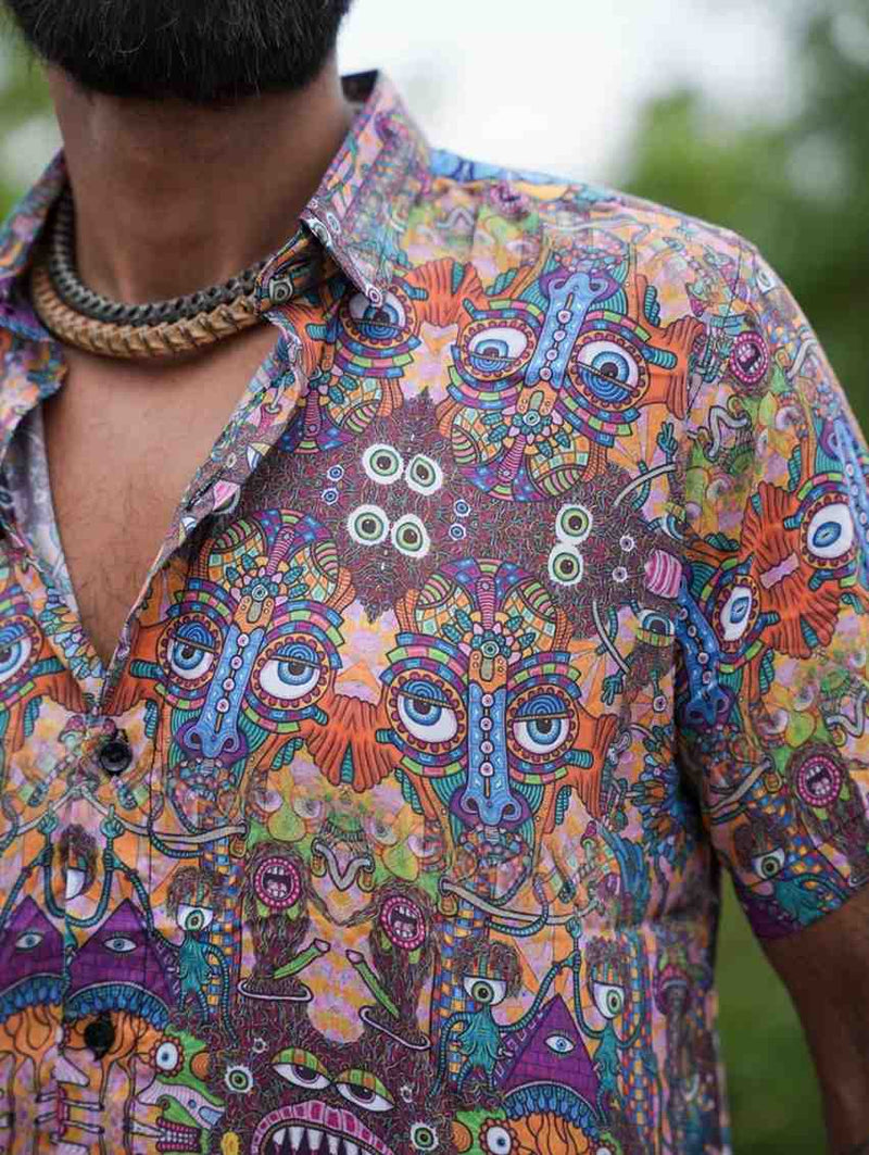 COSMIC DRISHTI | Bamboo Modal Shirt for Men - Psychedelic Art Wear Shirt