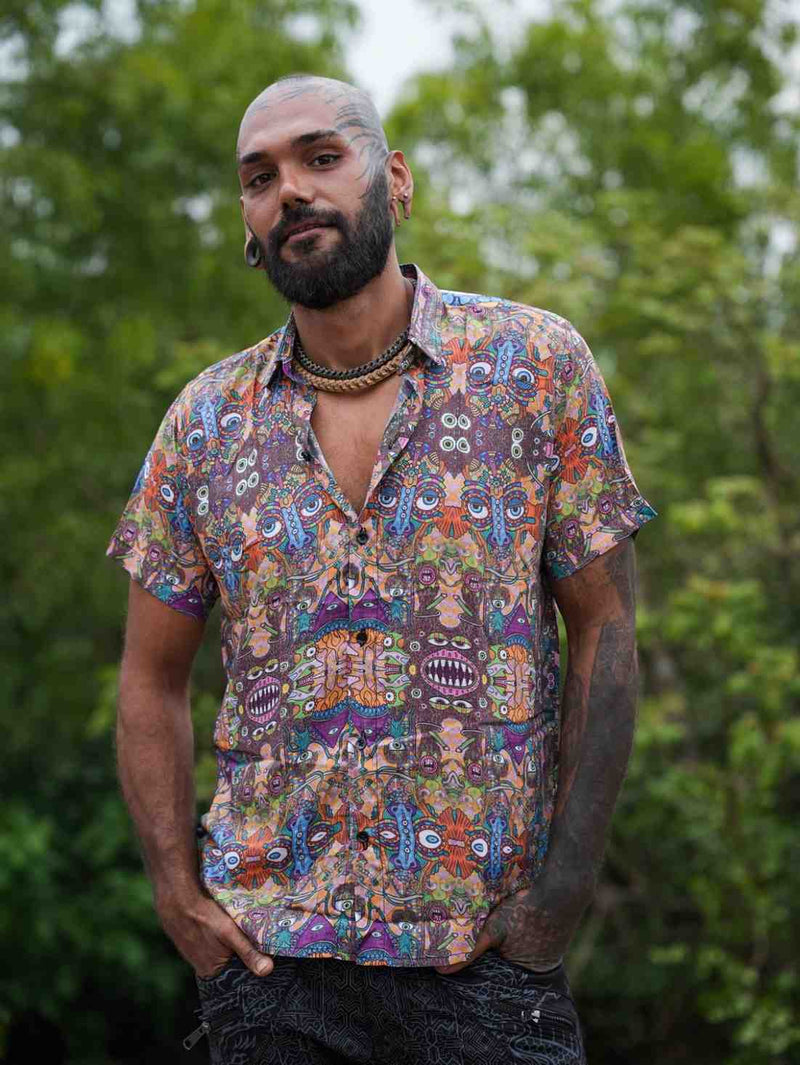 COSMIC DRISHTI | Bamboo Modal Shirt for Men - Psychedelic Art Wear Shirt