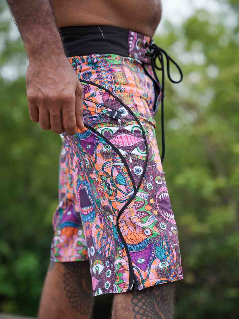 COSMIC DRISHTI - Psychedelic Art Printed Swim Shorts for Men