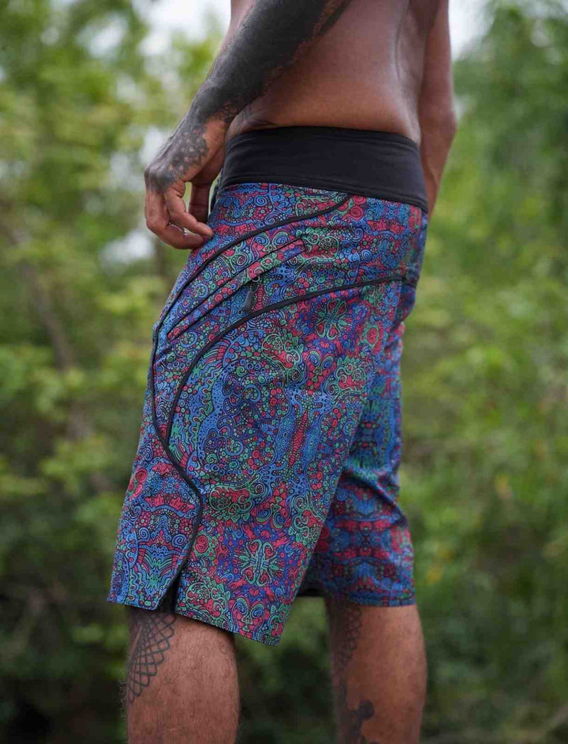 Forest Myth - Floral Printed Swim Shorts for Men – Psychedelic Art Board Shorts