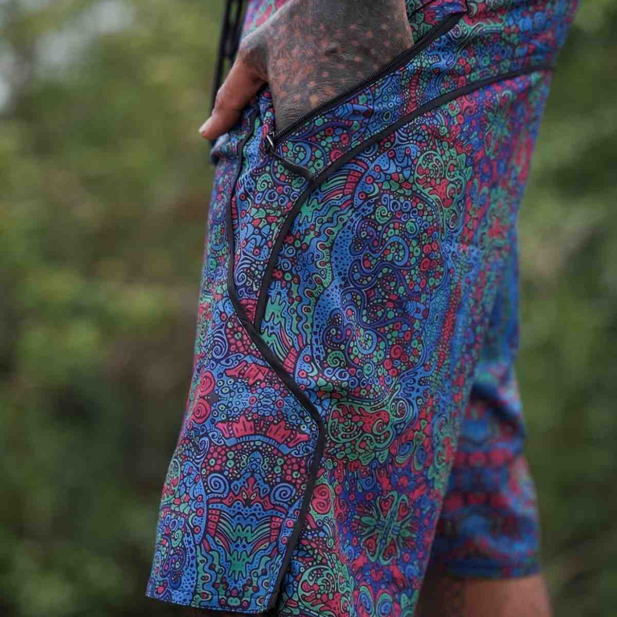 Forest Myth - Floral Printed Swim Shorts for Men – Psychedelic Art Board Shorts