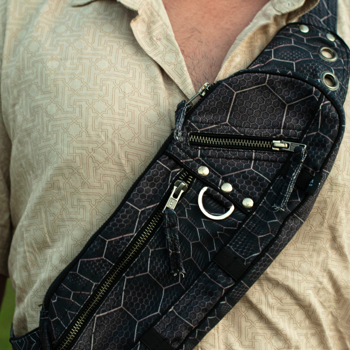 ATOMS & MOLECULES | Unisex Crossbody Bag | Futuristic Sci-Fi Print Sling Pouch