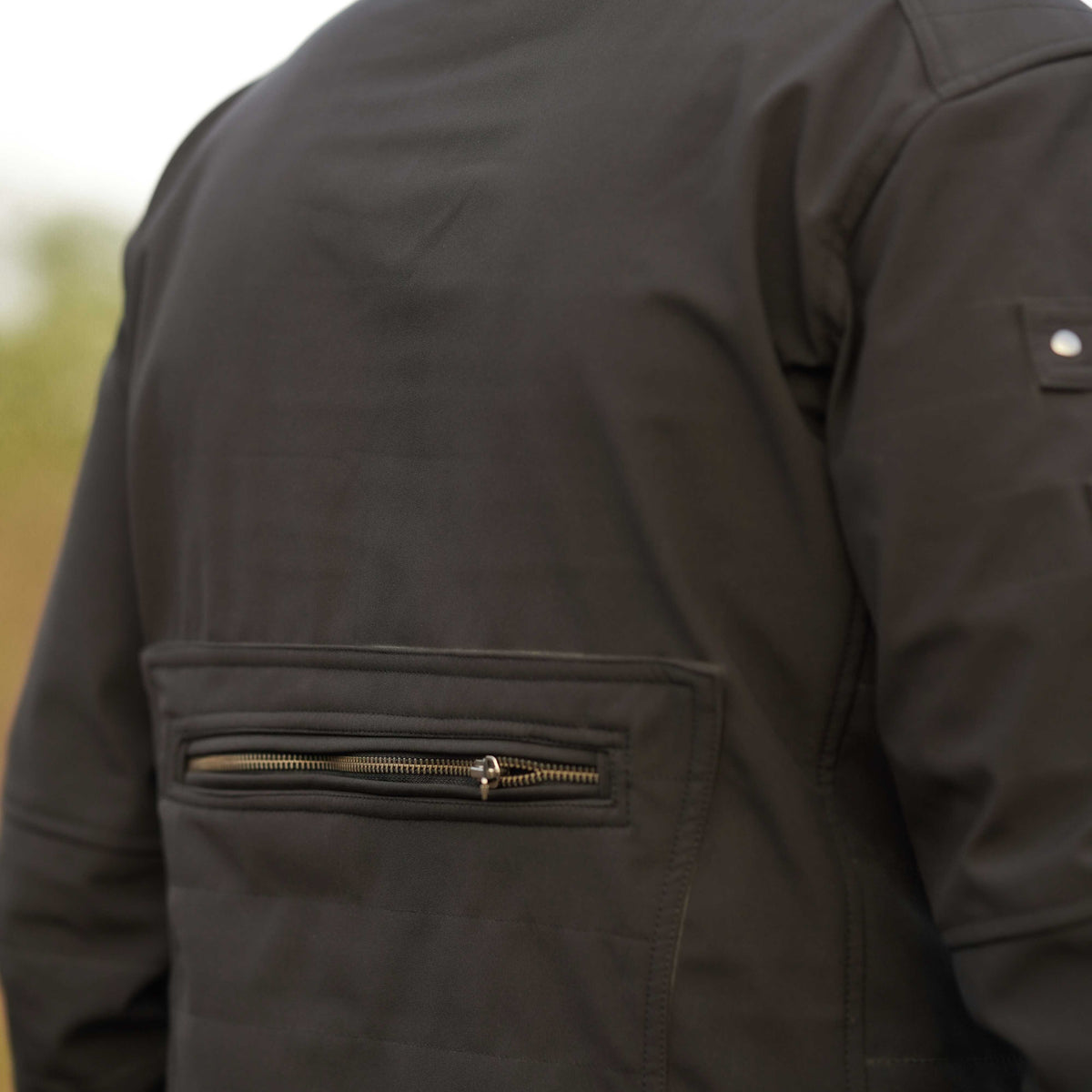 windproof jacket back view large zipper pocket utility design