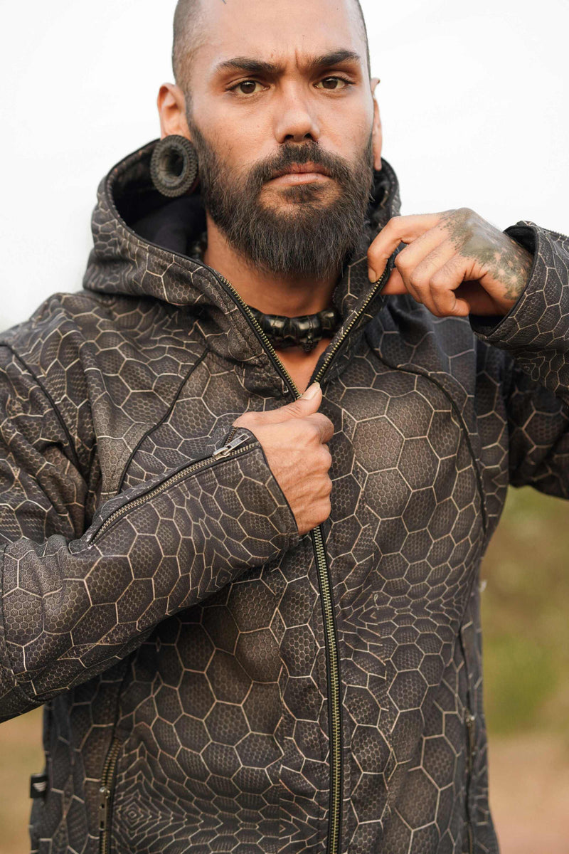 ATOMS & MOLECULES - Men's Printed Heavy Cotton Jacket with Zipped Wrists