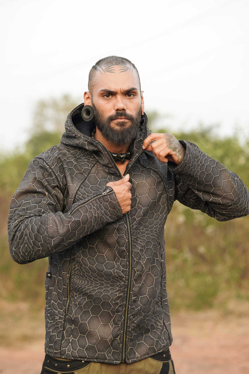 ATOMS & MOLECULES - Men's Printed Heavy Cotton Jacket with Zipped Wrists