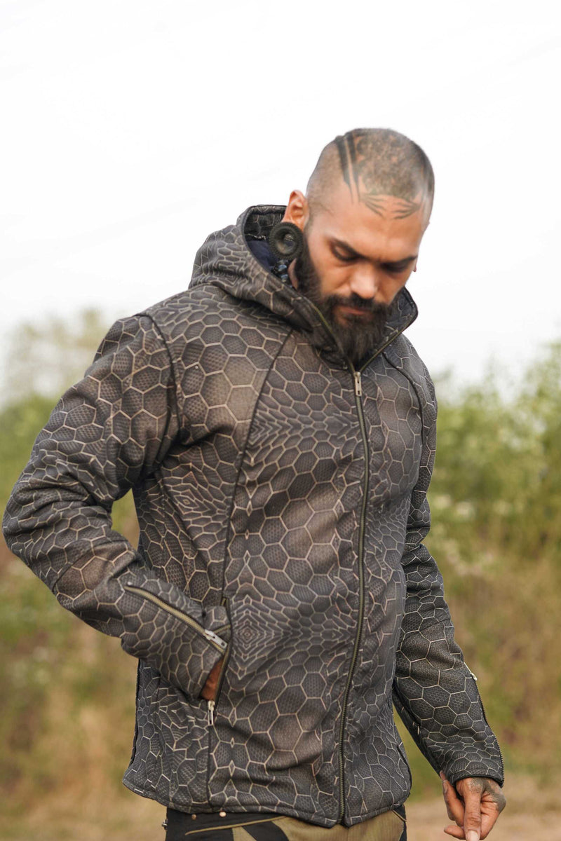 ATOMS & MOLECULES - Men's Printed Heavy Cotton Jacket with Zipped Wrists