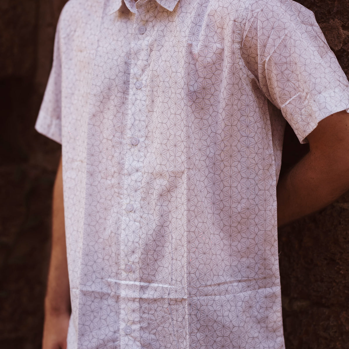 BORROMEAN RINGS - Bamboo Men's Short-Sleeve Shirt | White Bohemian Summer Shirts