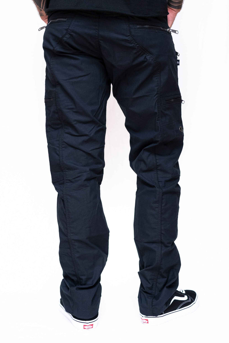 Black Stretch Cargo Trousers | Men's NY Multi-Pocket Steampunk Biker Pants