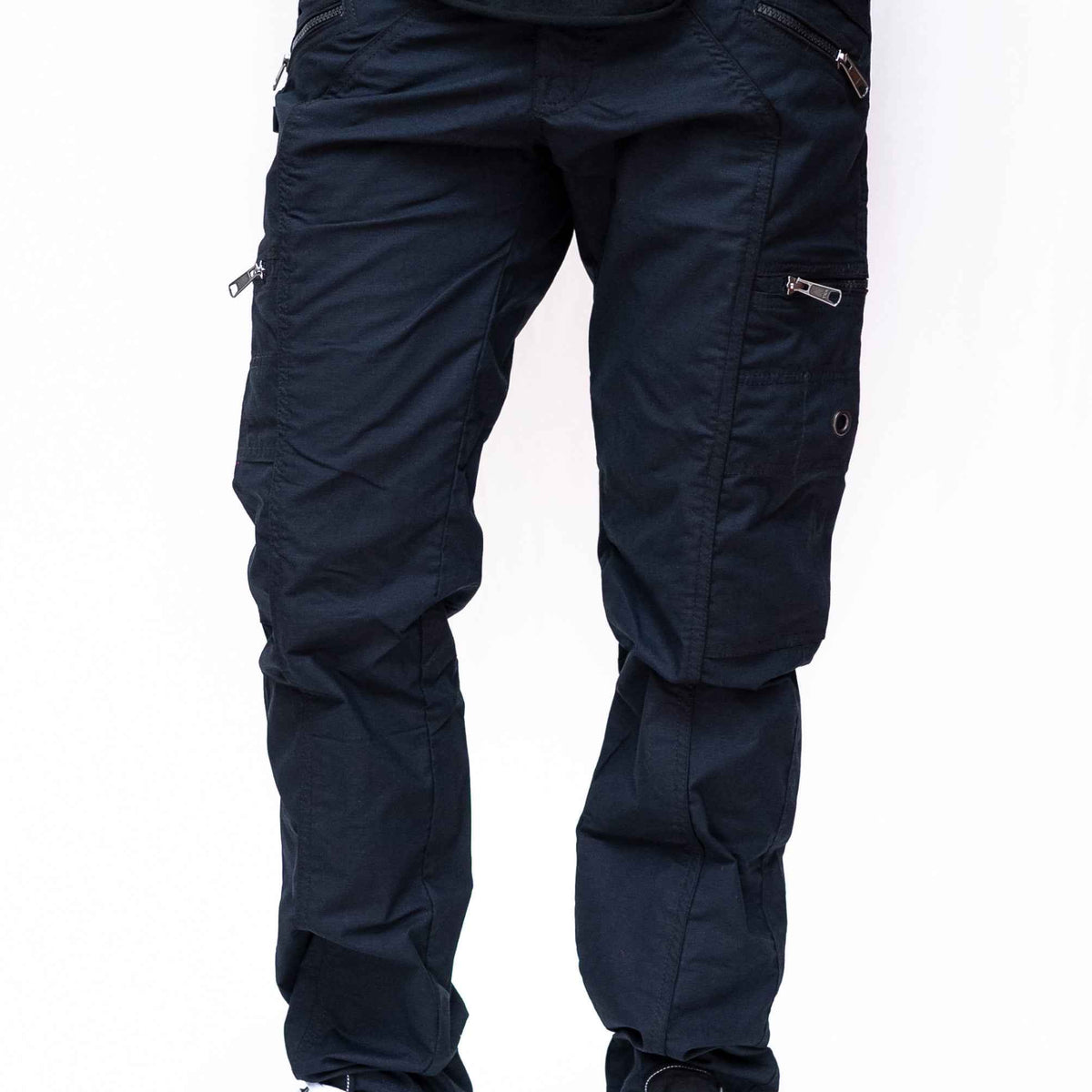 Black Stretch Cargo Trousers | Men's NY Multi-Pocket Steampunk Biker Pants