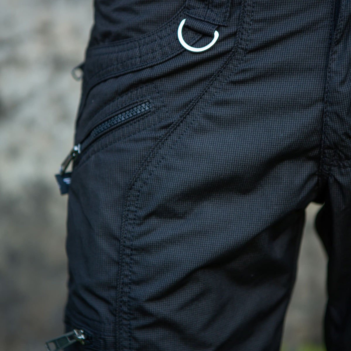 Black Mini Checks NY 3/4 Cargo Shorts | Post-Apocalyptic Steampunk Shorts