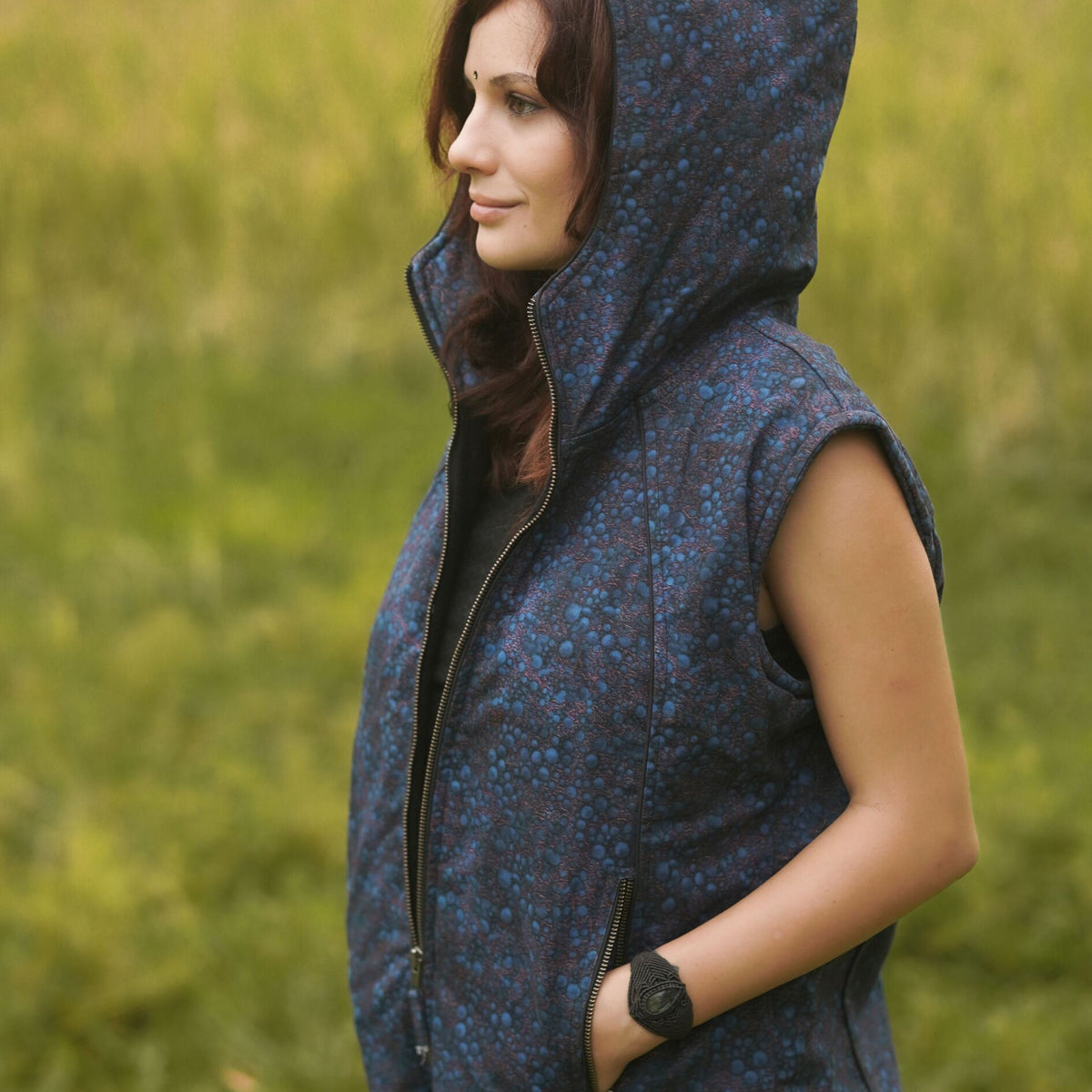 BLUE OCCULT -Women's Heavy Cotton Vest Jacket