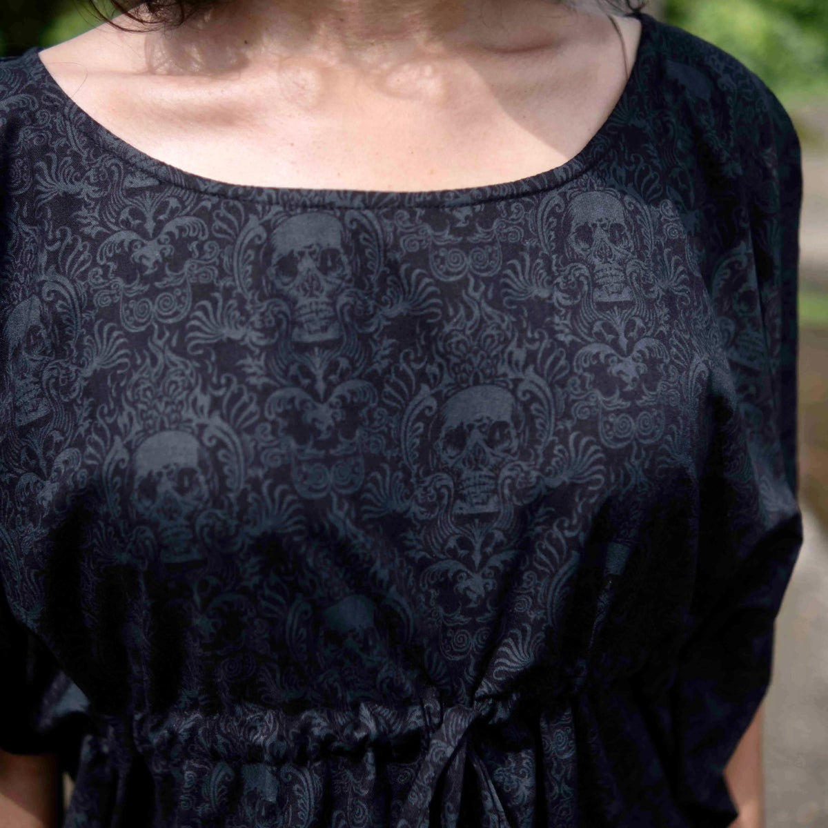 festival outfit top women gothic skull print front view