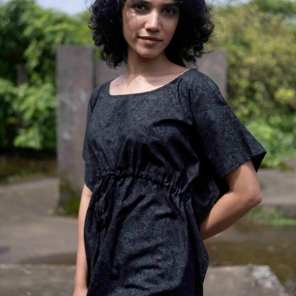boho tunic top adjustable waist side view