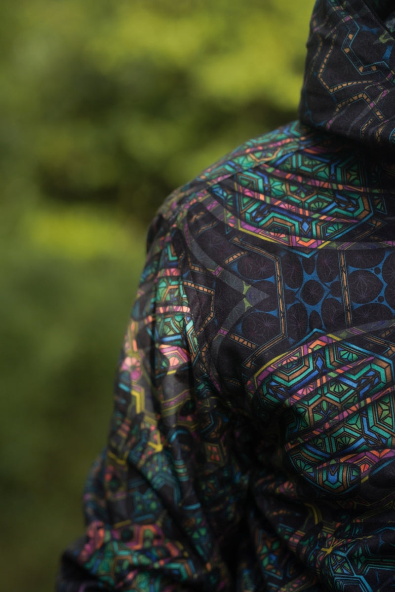 psychedelic jacket shoulder pattern close up geometric artwork