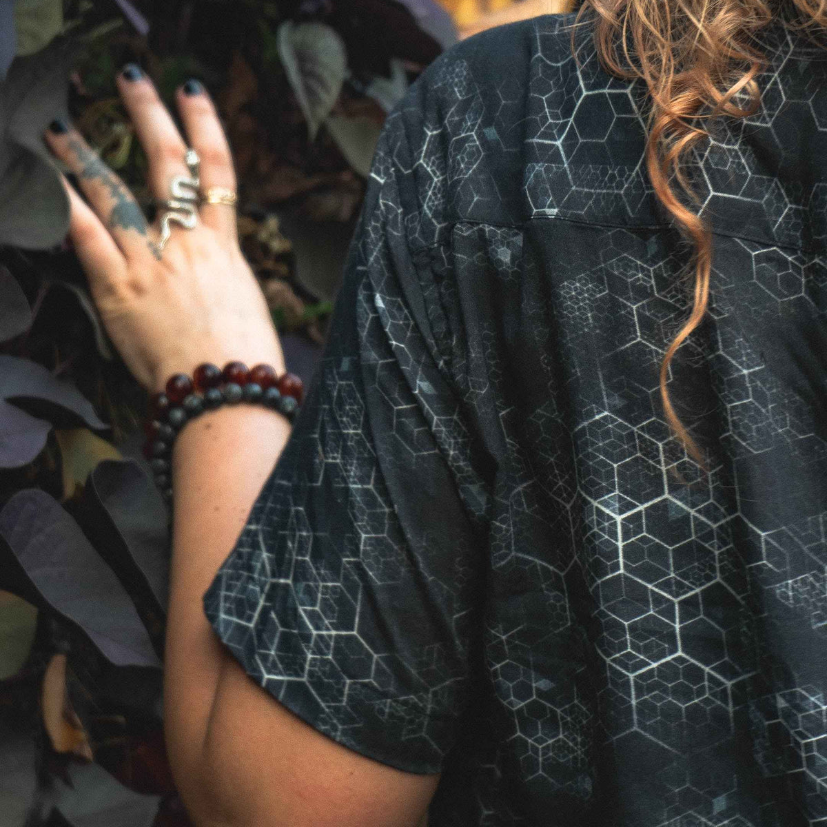 JOURNEY INTO MY MIND | Bamboo Fabric Women's Crop Shirt | Geometric Print Blouse