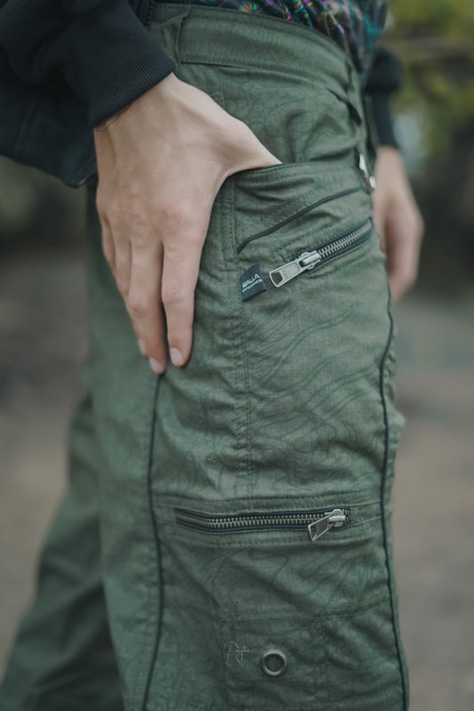 Codex Dragon  - Green Khaki Dragon Print NY Men's Cargo Shorts