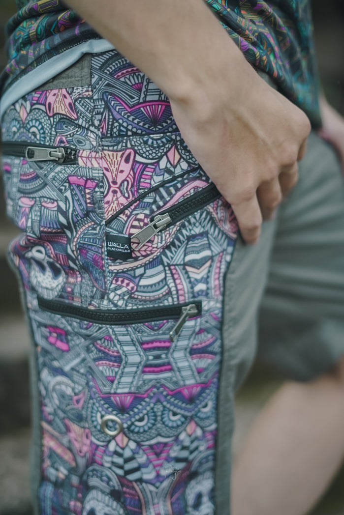 Eternity Dorset - Psychedelic NY Men Cargo Shorts | Digital Print Up Knee Shorts