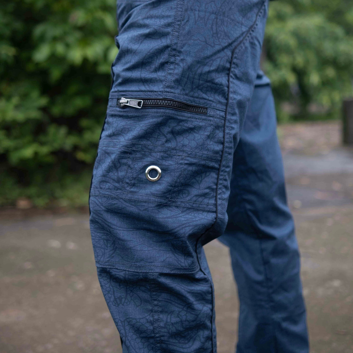 Dragon Codex – Blue Multi Pockets Utility Cargo Pants