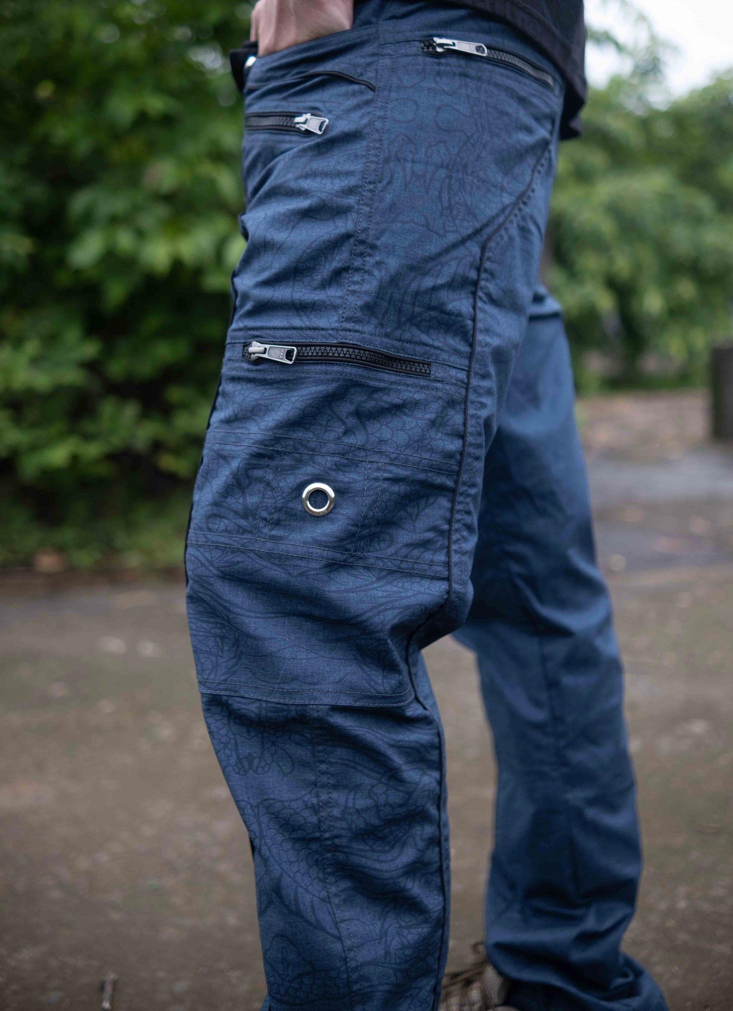 Dragon Codex – Blue Multi Pockets Utility Cargo Pants