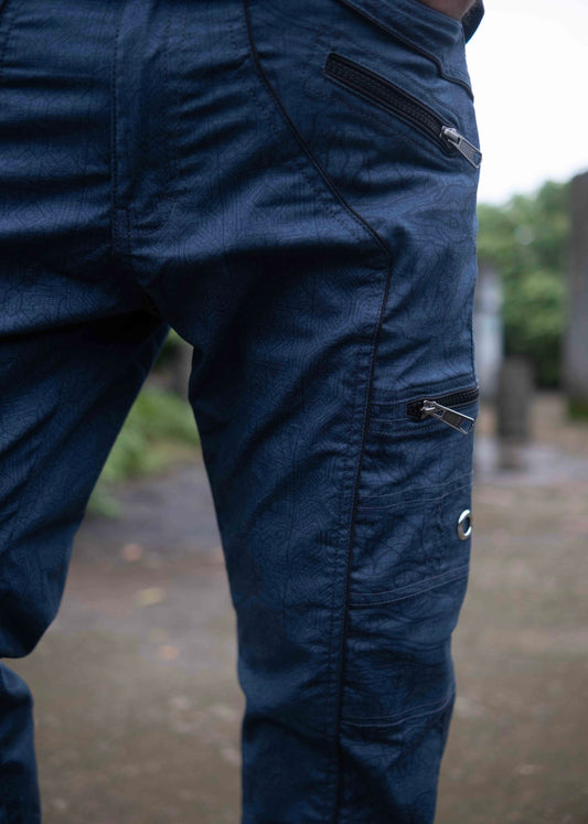 Dragon Codex – Blue Multi Pockets Utility Cargo Pants