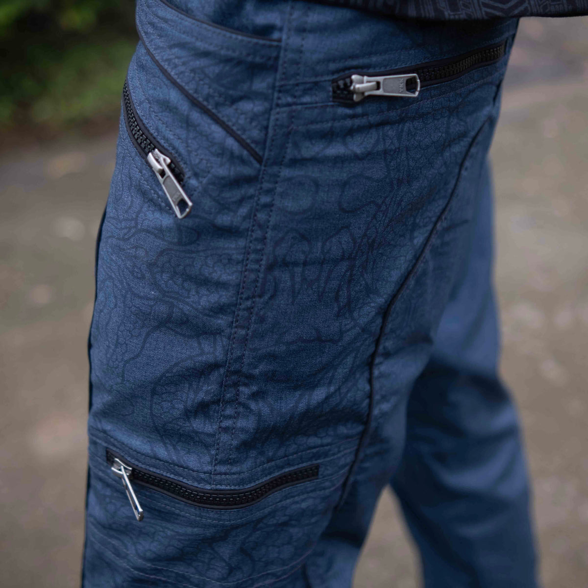 Dragon Codex – Blue Multi Pockets Utility Cargo Pants