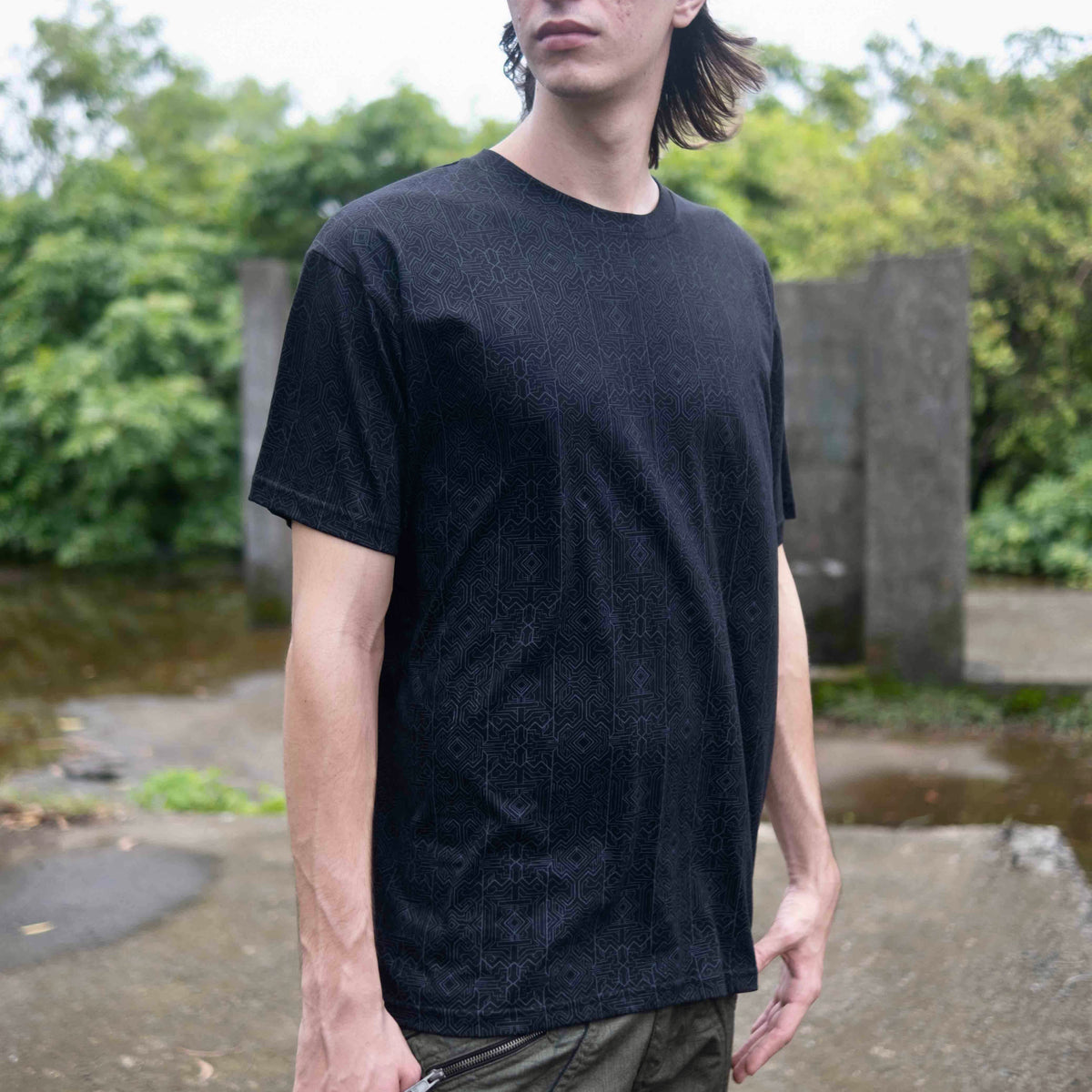 MAGMA CODEX | Psychedelic Black T-shirt All Over Screen-printed