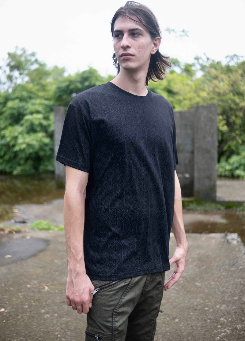 MAGMA CODEX | Psychedelic Black T-shirt All Over Screen-printed