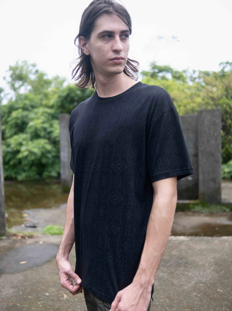 MAGMA CODEX | Psychedelic Black T-shirt All Over Screen-printed