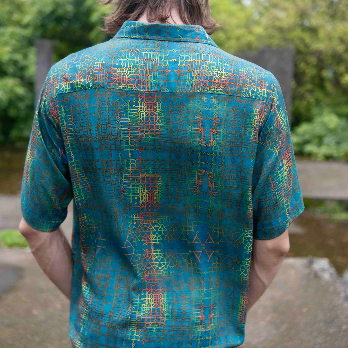 Blue Dreams – Bamboo Lightweight Summer Shirt for Men |Street Wear Geometric Art Wear Shirt