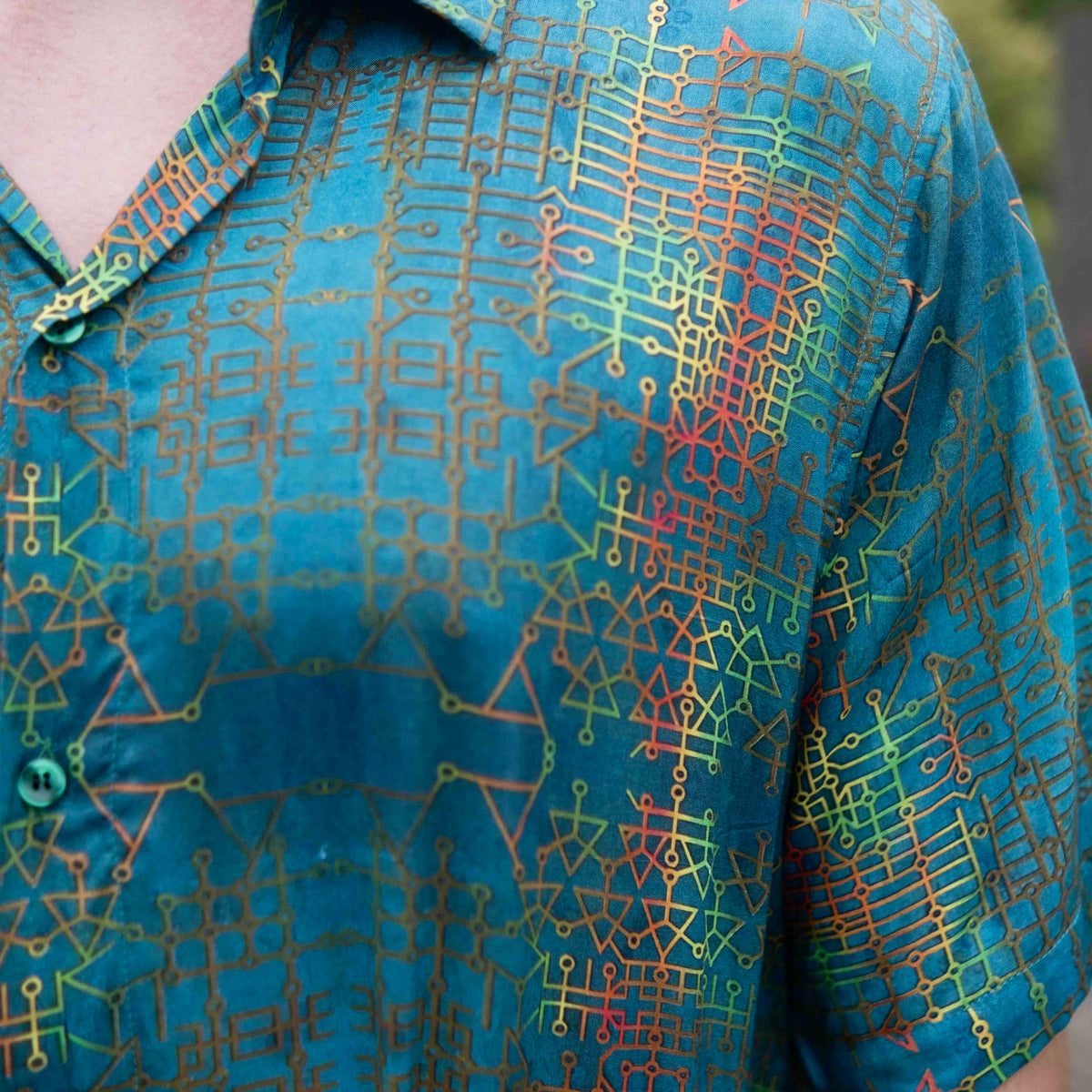Blue Dreams – Bamboo Lightweight Summer Shirt for Men |Street Wear Geometric Art Wear Shirt