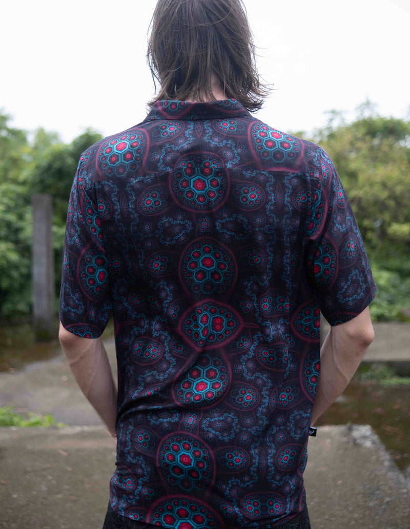 Molecule Haze – Bamboo Lightweight Summer Shirt for Men | Dark Molecular Digital Print Art Wear Shirt