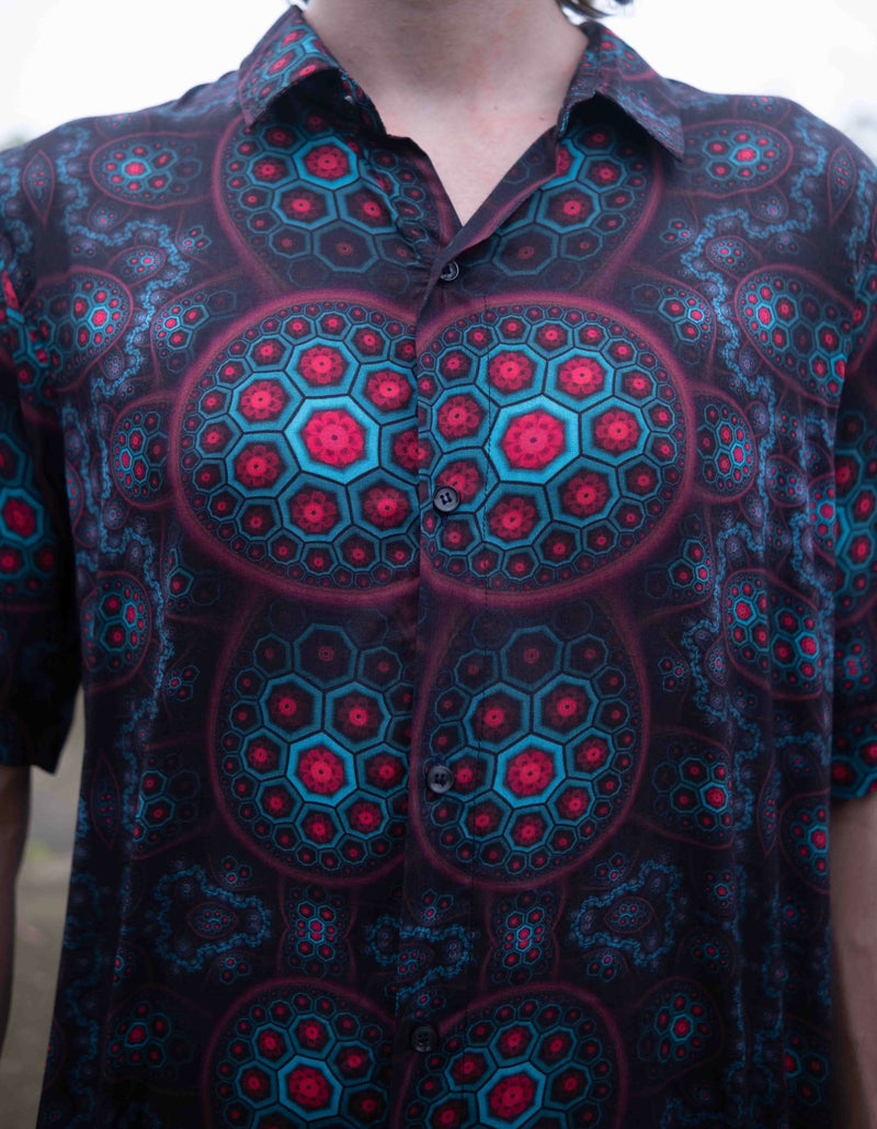 Molecule Haze – Bamboo Lightweight Summer Shirt for Men | Dark Molecular Digital Print Art Wear Shirt