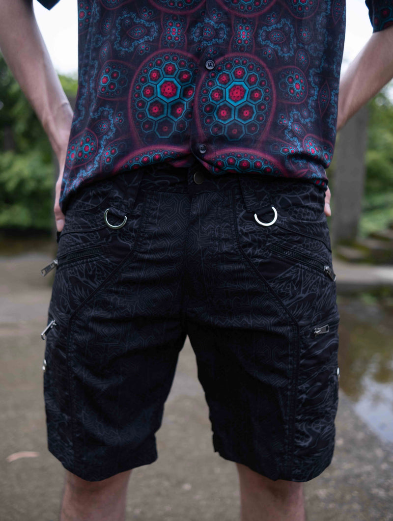 Codex Dragon - Black NY Men's Cargo Shorts | Dragon Print Up Knee Shorts