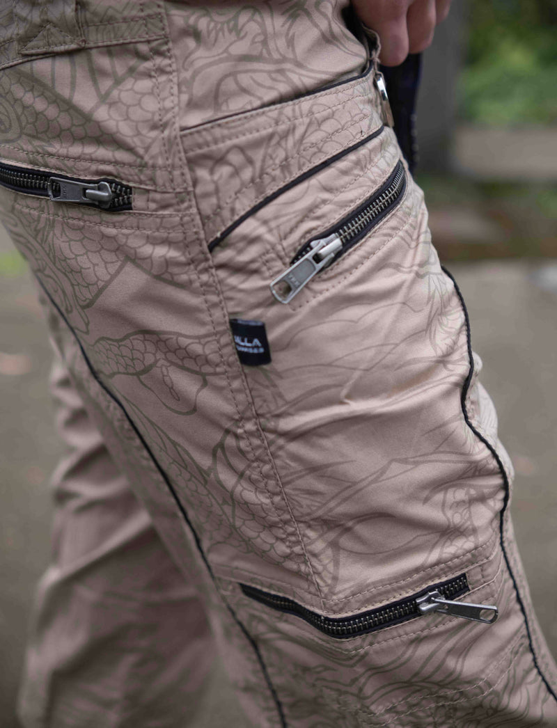 CODEX DRAGON - BEIGE Men Art Wear 3/4 Cargo Shorts