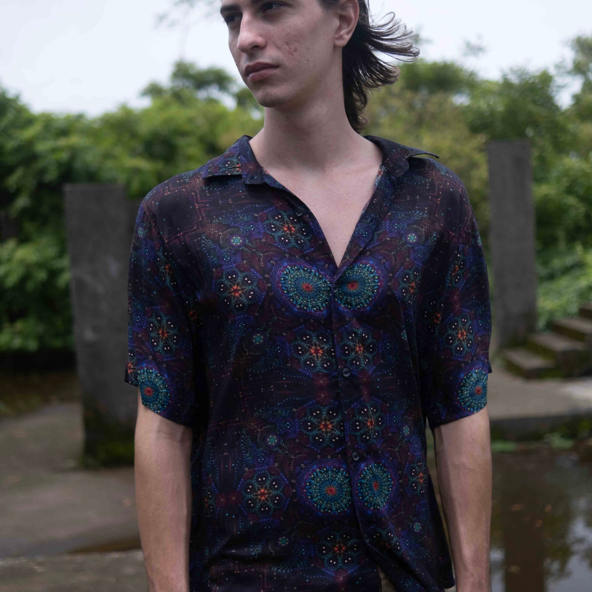Transcendental – Bamboo Lightweight Summer Shirt for Men |Trippy Mandala Digital Print Art Wear Shirt