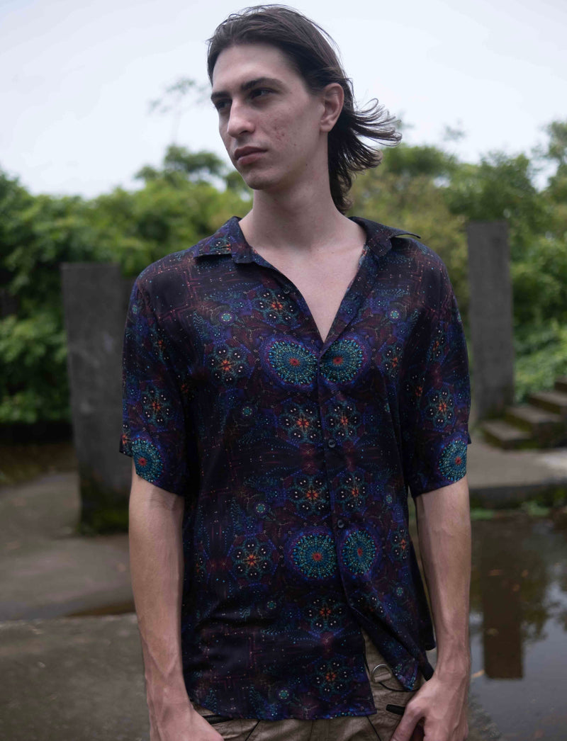 Transcendental – Bamboo Lightweight Summer Shirt for Men |Trippy Mandala Digital Print Art Wear Shirt