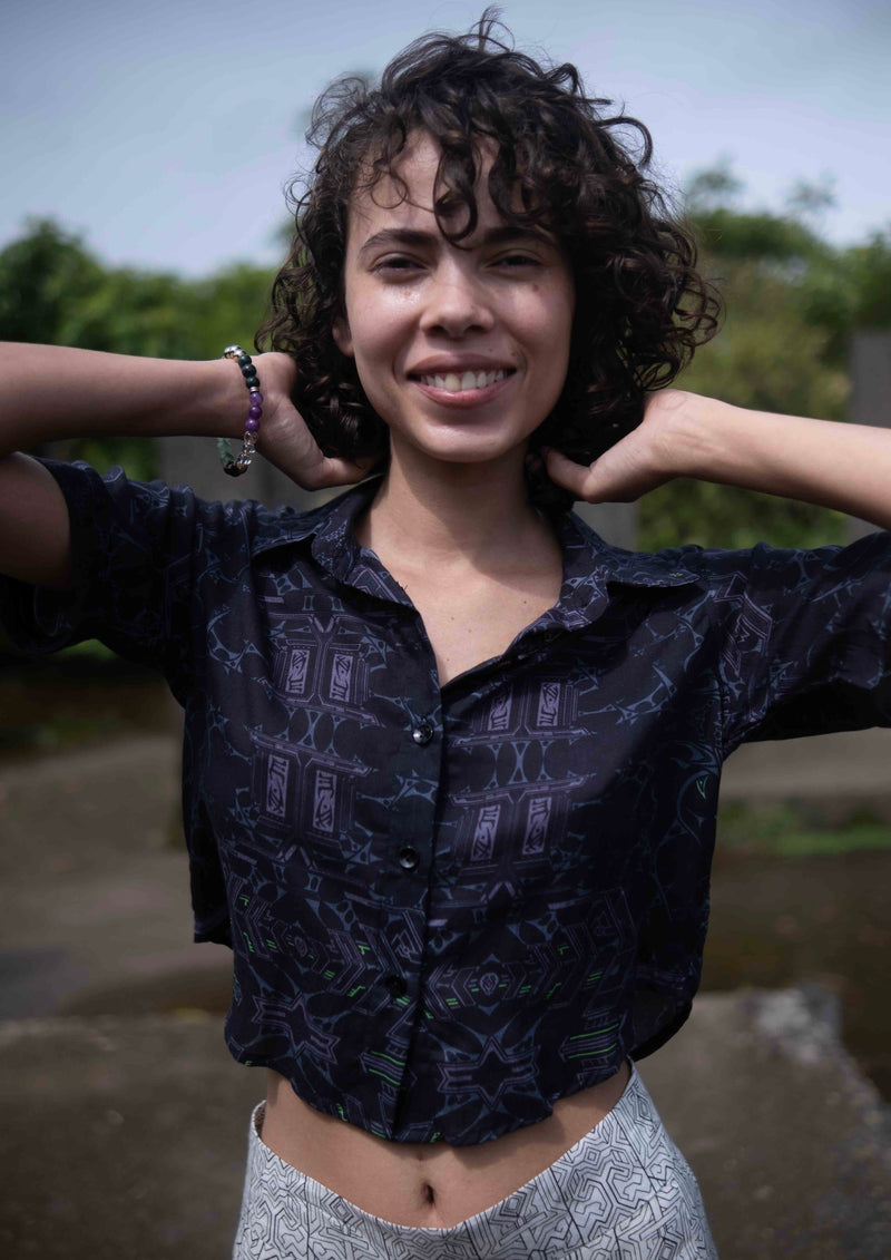 XENOMORPH | Bamboo Fabric Women's Crop Tops | Eco-Friendly Boho Crop Shirt