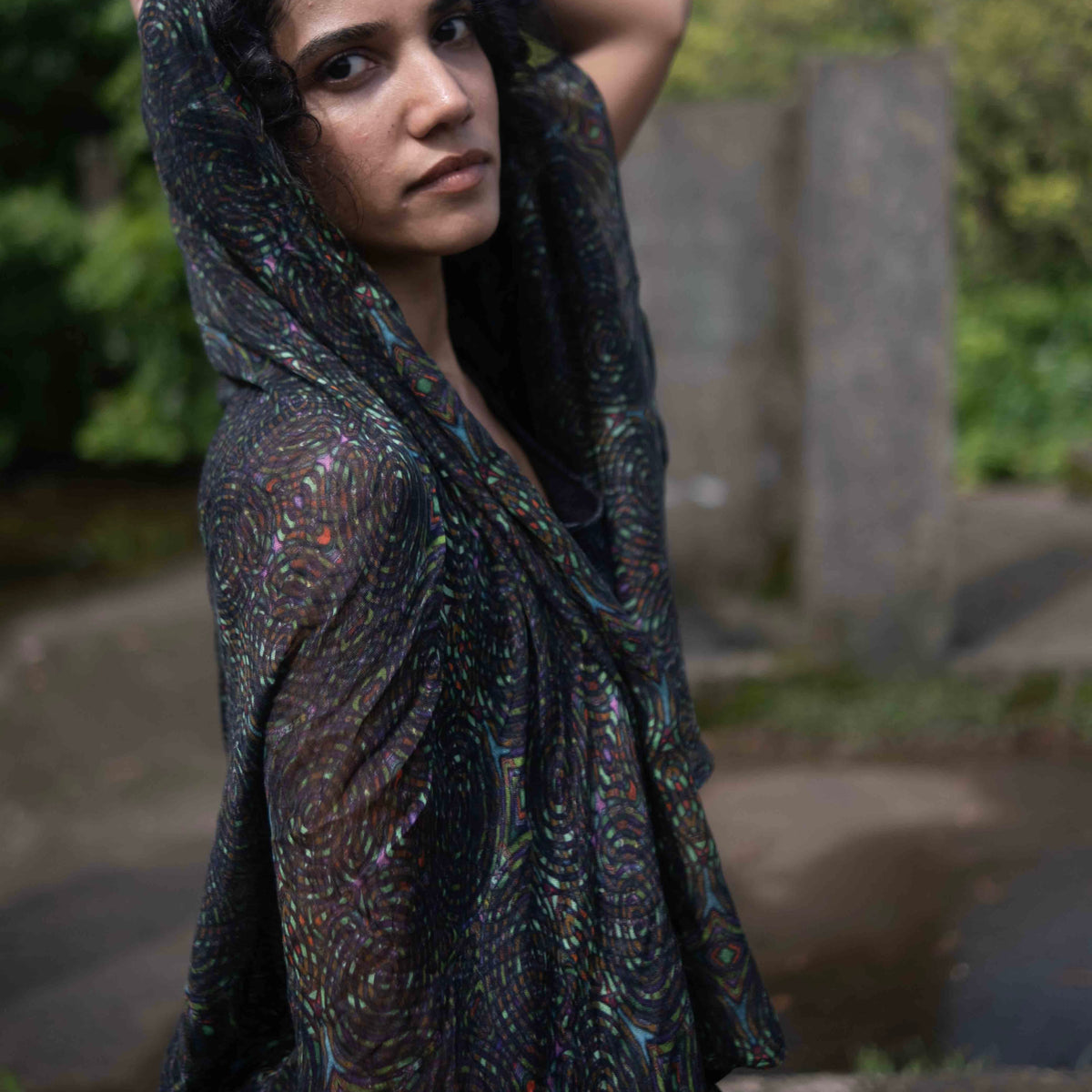Mycelium | Bamboo Fabric Scarf | Lightweight Summer Beach Scarf
