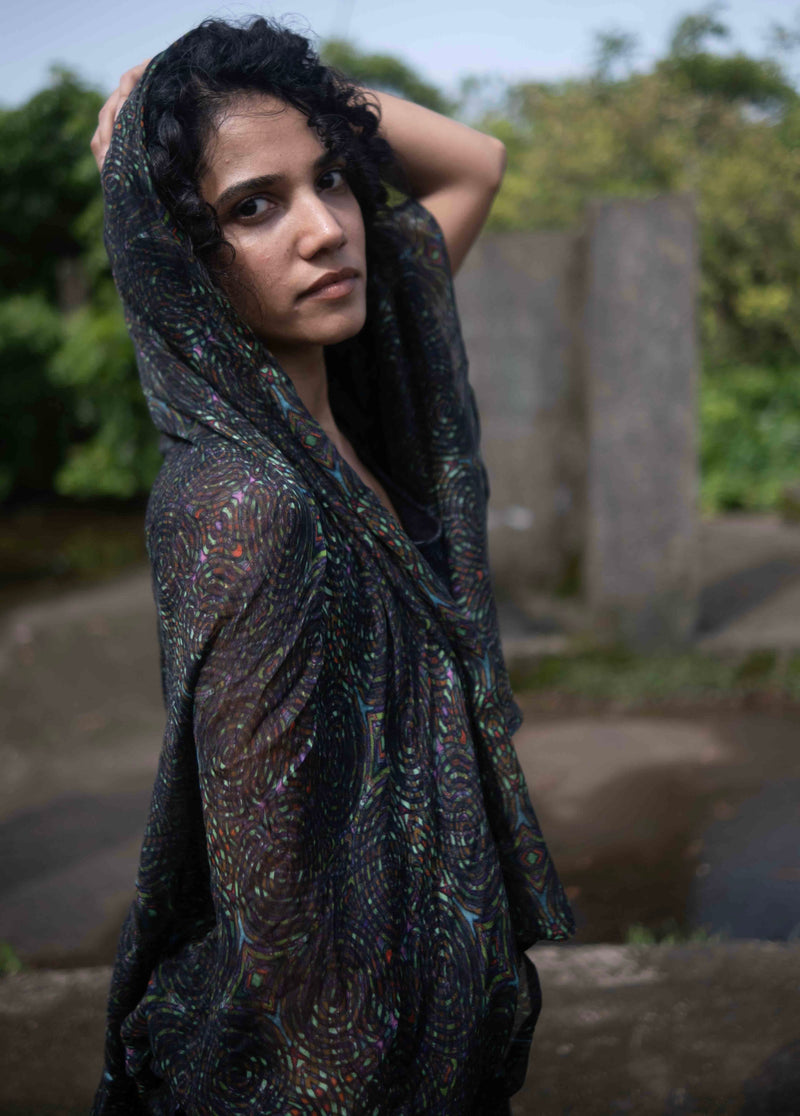 Mycelium | Bamboo Fabric Scarf | Lightweight Summer Beach Scarf