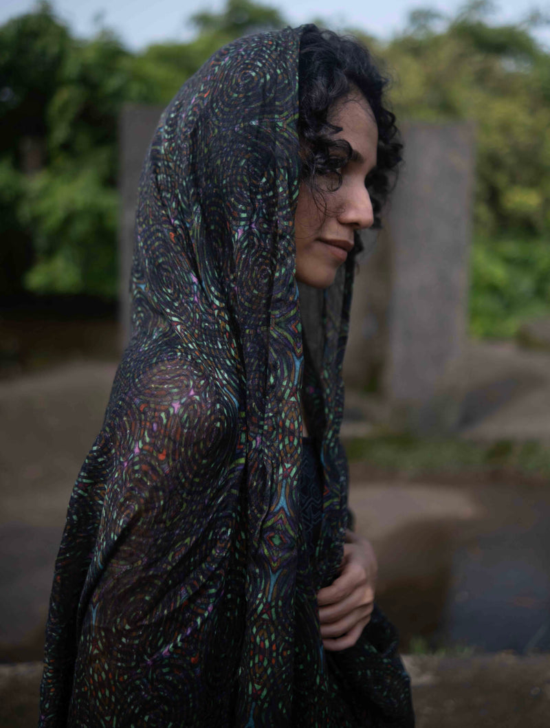 Mycelium | Bamboo Fabric Scarf | Lightweight Summer Beach Scarf