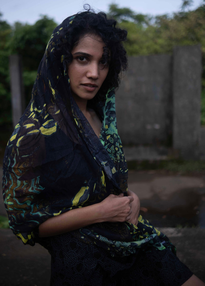 Green Wizard | Bamboo Fabric Scarf | Lightweight Summer Beach Scarf