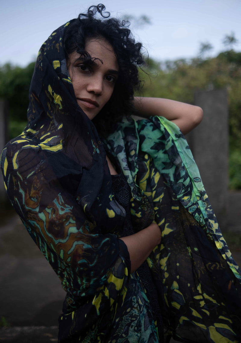 Green Wizard | Bamboo Fabric Scarf | Lightweight Summer Beach Scarf