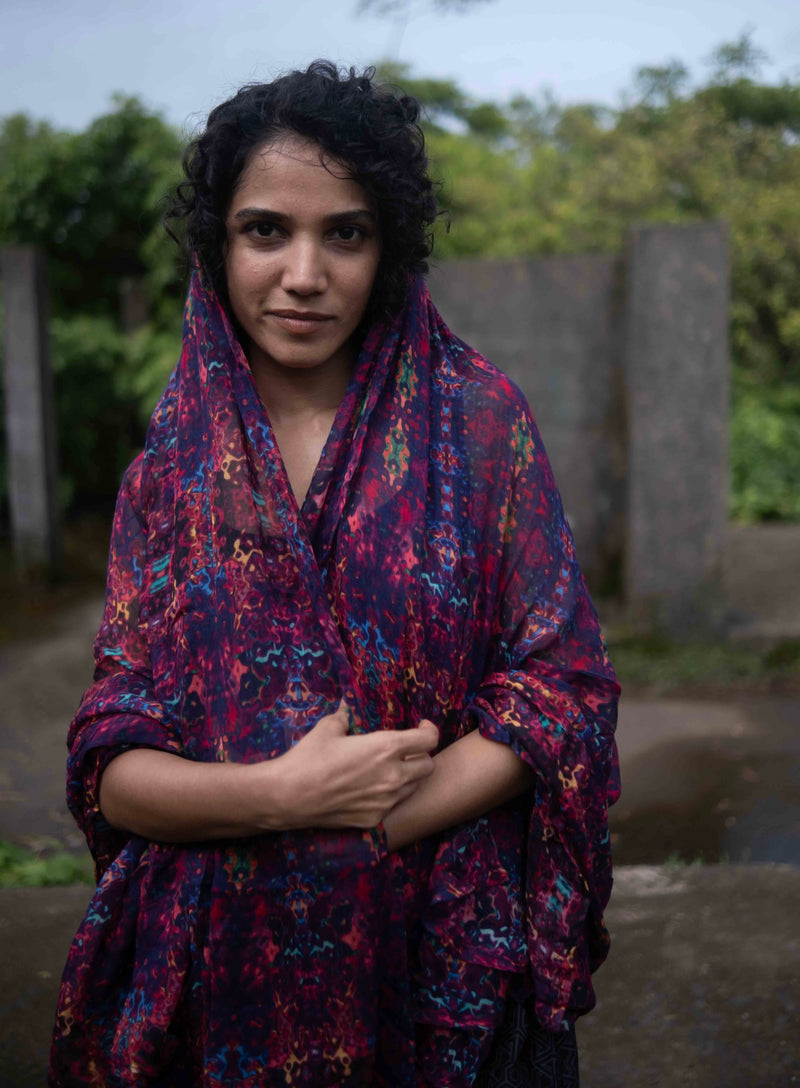 Red Illusion | Bamboo Fabric Scarf | Lightweight Summer Beach Scarf