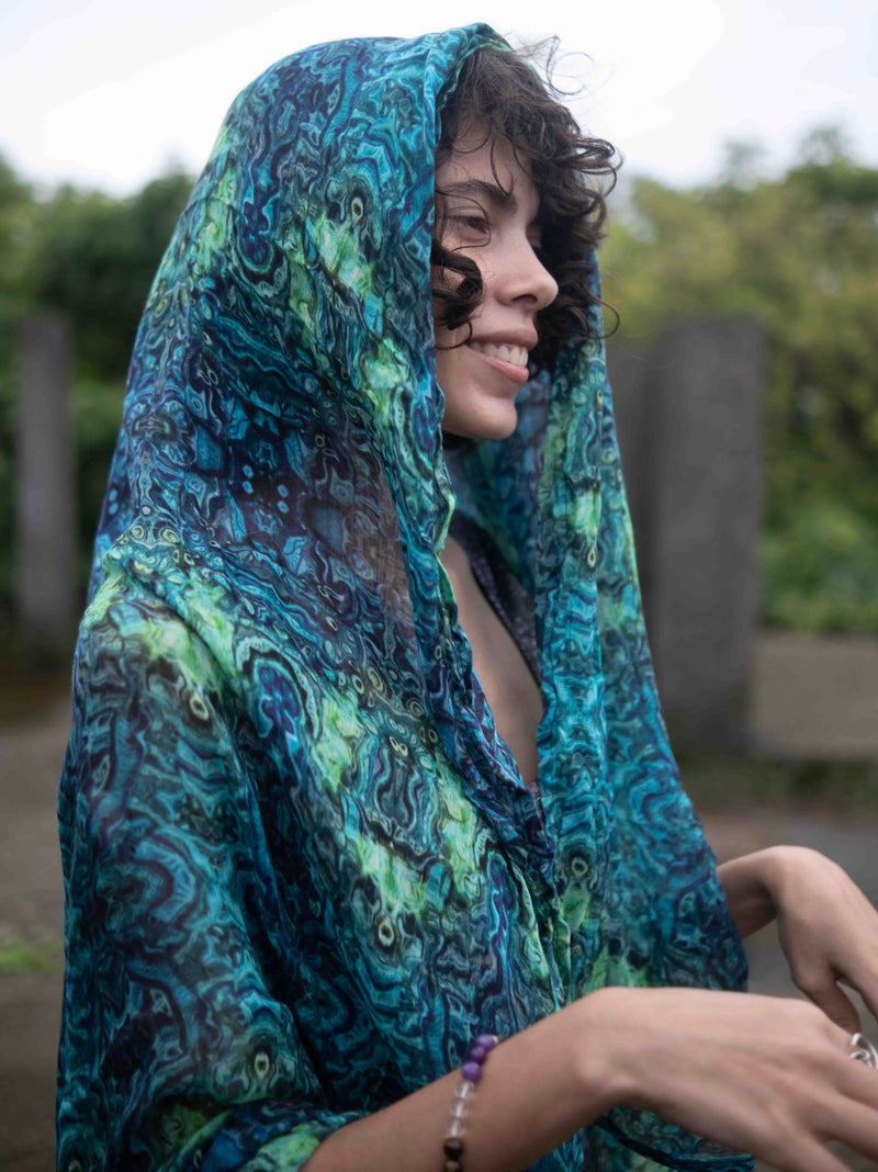 Blue Illusion| Bamboo Fabric Scarf | Lightweight Summer Beach Scarf