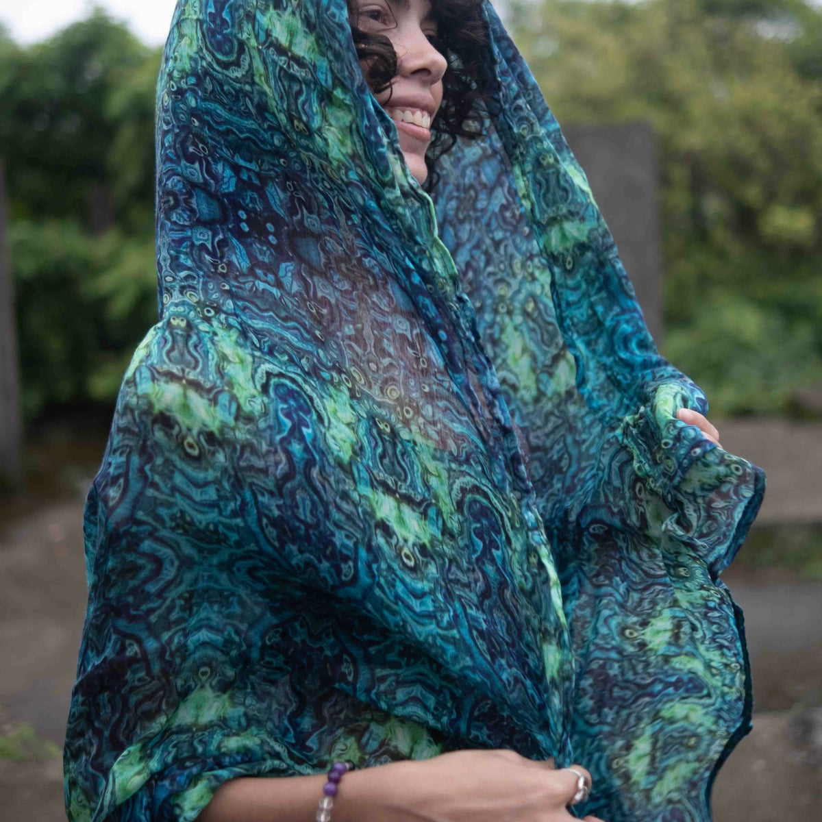 Blue Illusion| Bamboo Fabric Scarf | Lightweight Summer Beach Scarf
