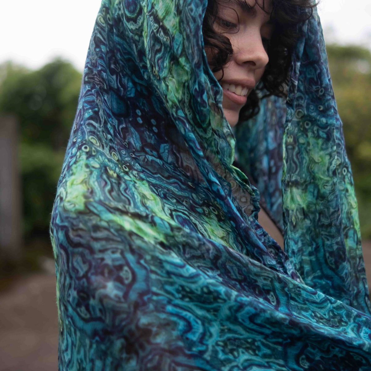 Blue Illusion| Bamboo Fabric Scarf | Lightweight Summer Beach Scarf